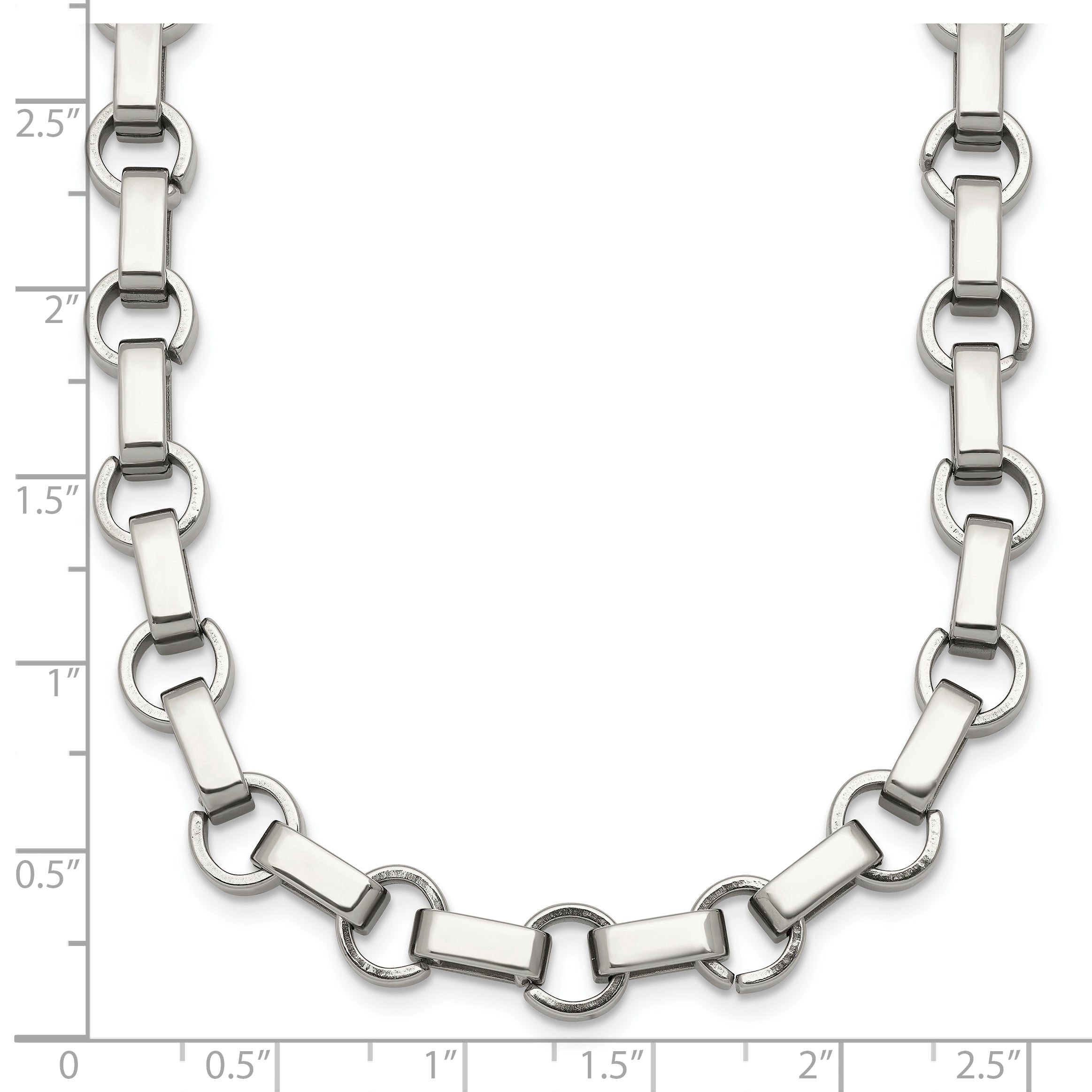 Polished Stainless Steel Rolo Chain Necklace 7mm