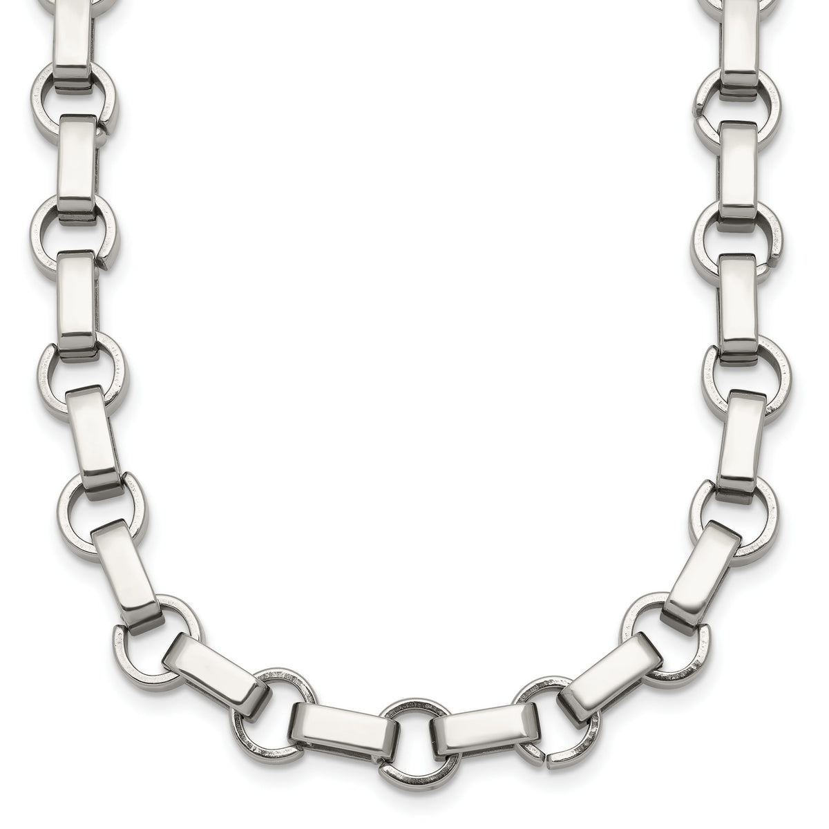 Chisel Rolo Chain Necklace in Stainless Steel, 7mm, 24.5 Inch - Sophia Jewelers Main image