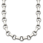 Polished Stainless Steel Rolo Chain Necklace 7mm