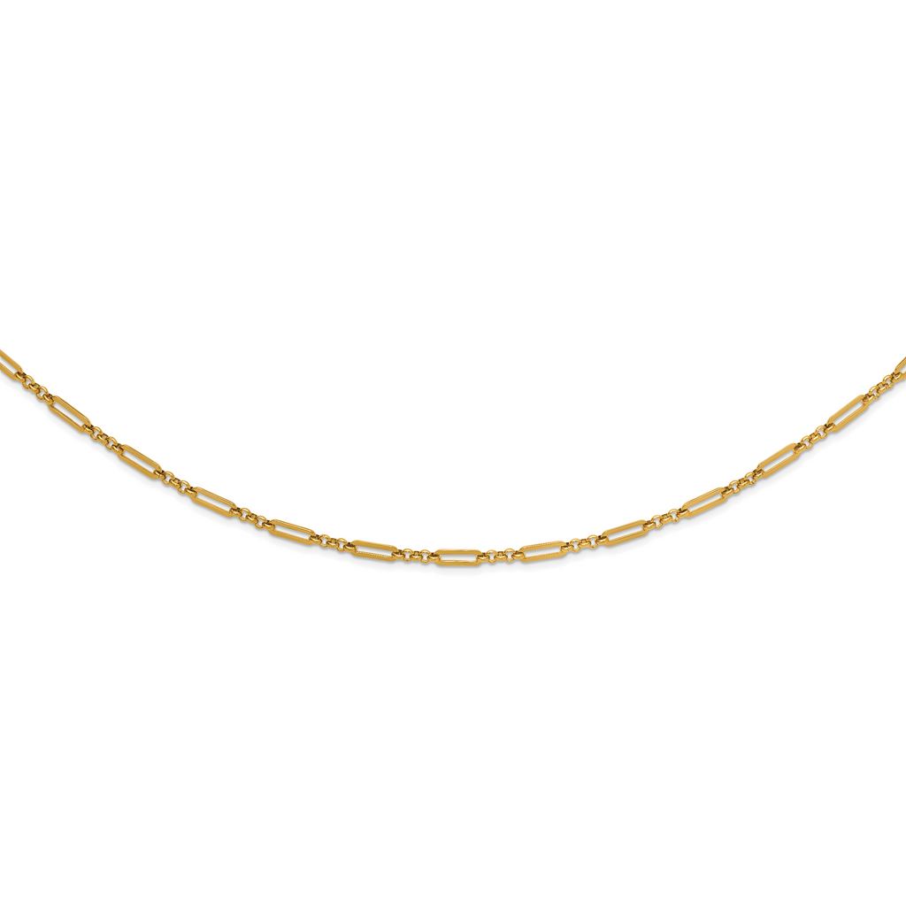 Polished Gold-Tone Stainless Steel Paperclip Chain Necklace 4.5mm