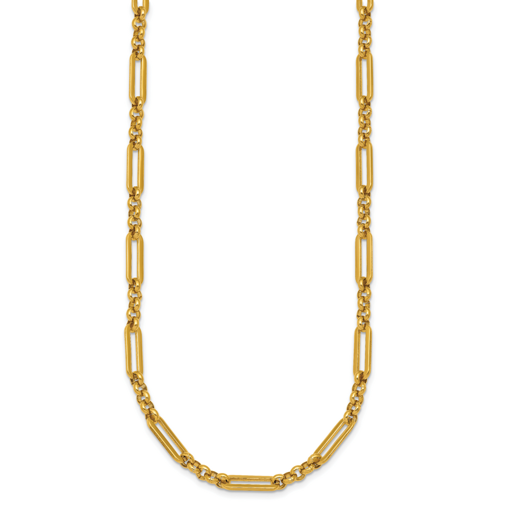 Polished Gold-Tone Stainless Steel Paperclip Chain Necklace 4.5mm