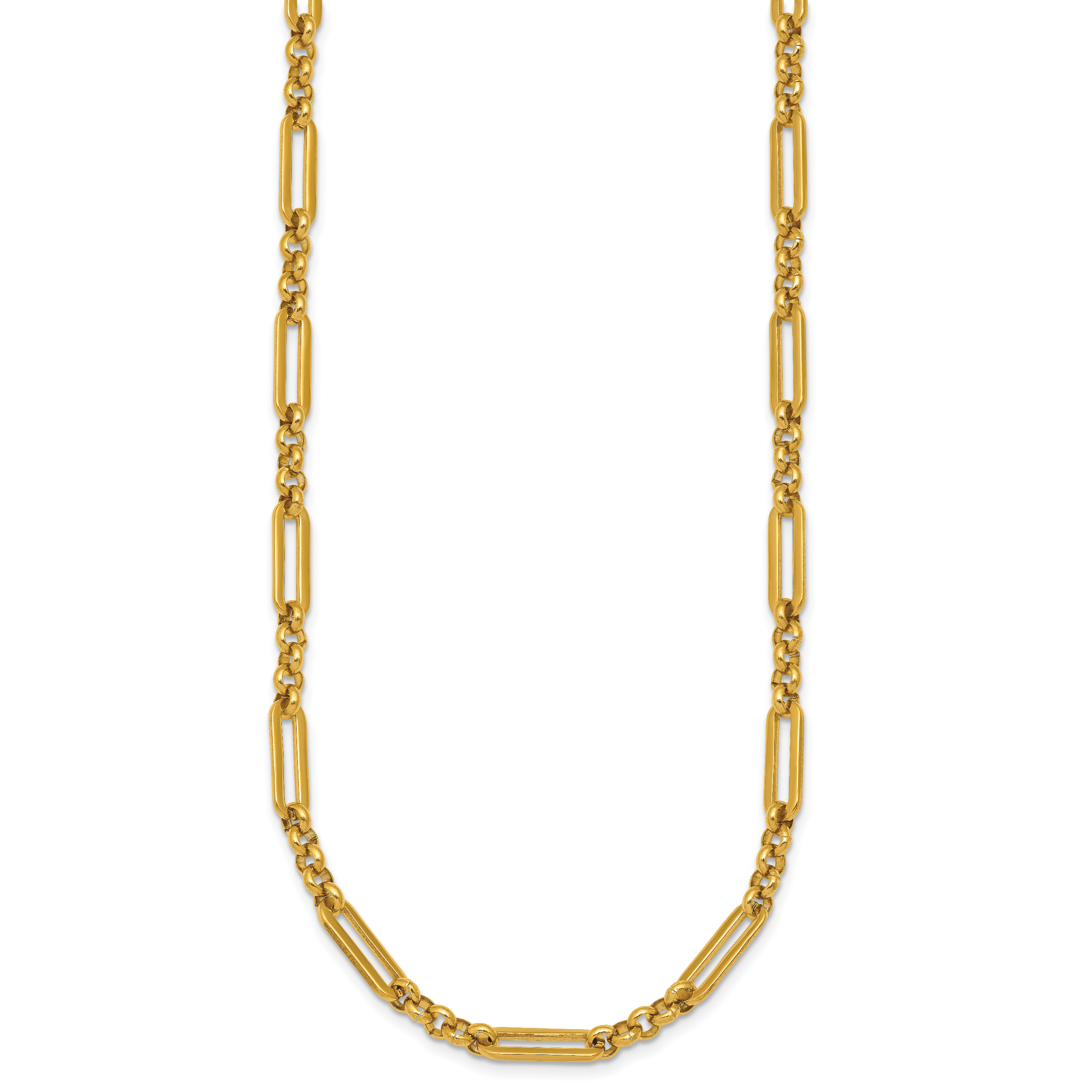 Polished Gold-Tone Stainless Steel Paperclip Chain Necklace 4.5mm
