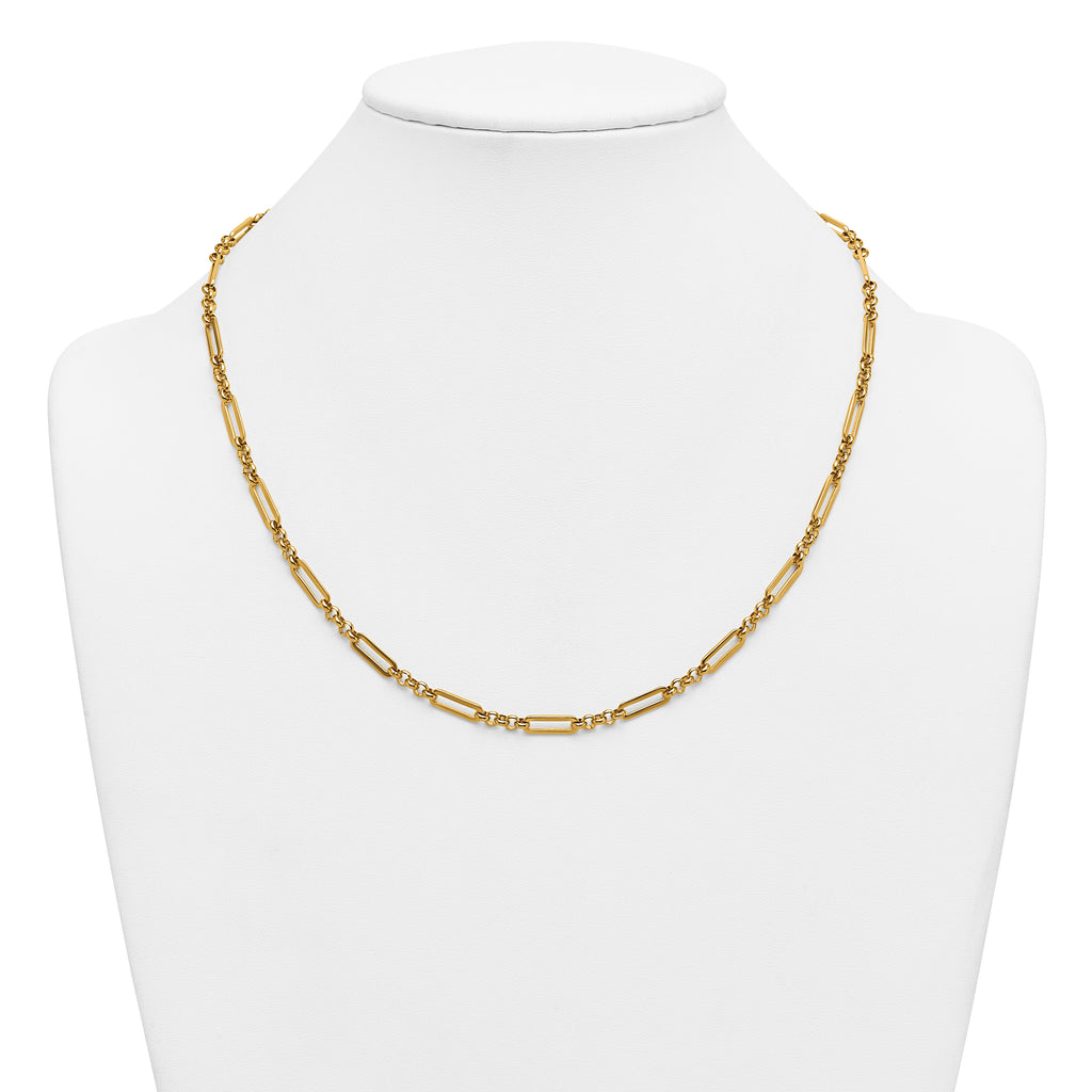 Polished Gold-Tone Stainless Steel Paperclip Chain Necklace 4.5mm