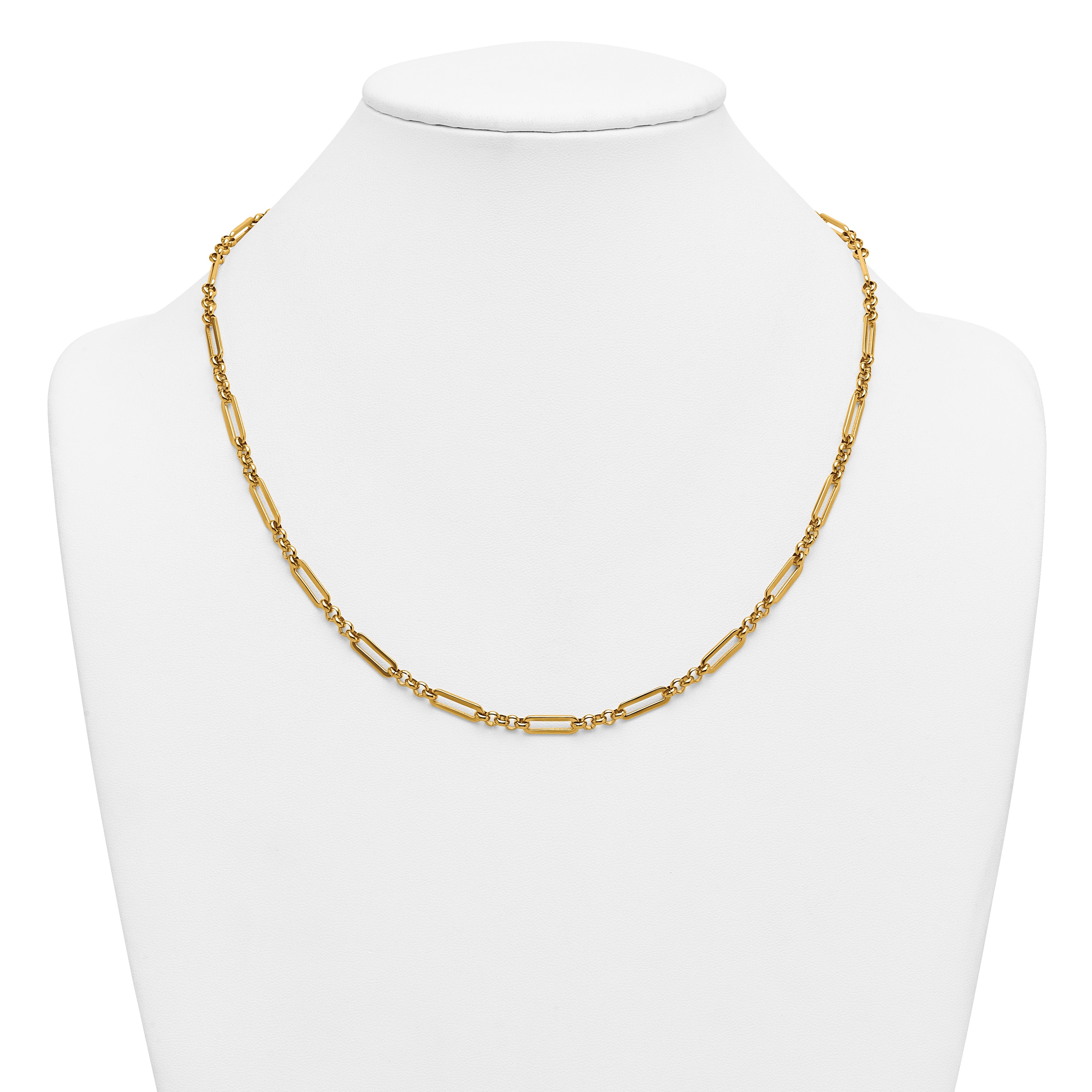 Polished Gold-Tone Stainless Steel Paperclip Chain Necklace 4.5mm