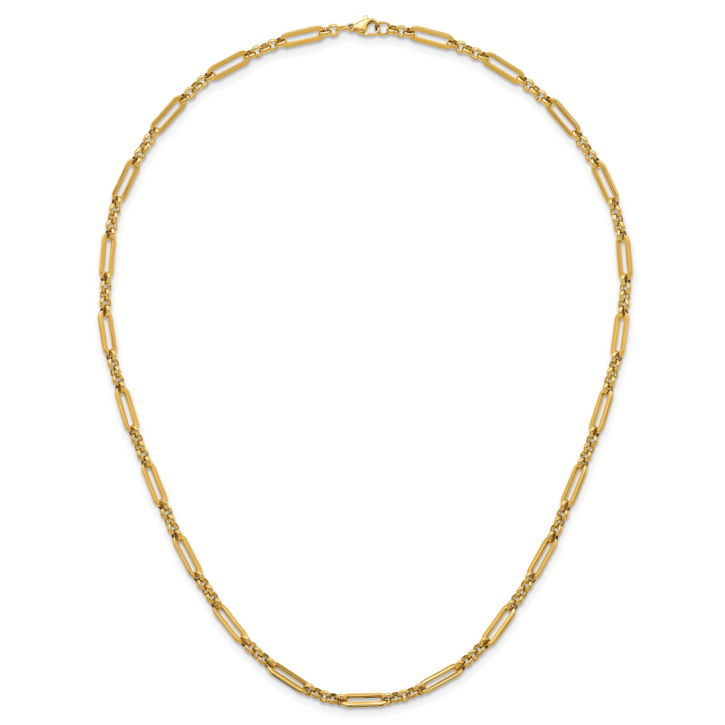 Polished Gold-Tone Stainless Steel Paperclip Chain Necklace 4.5mm