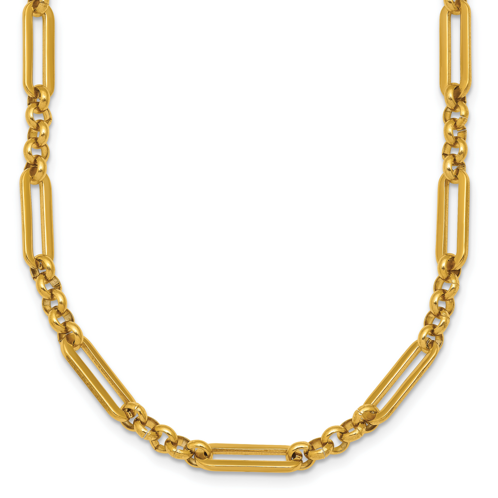Polished Gold-Tone Stainless Steel Paperclip Chain Necklace 4.5mm