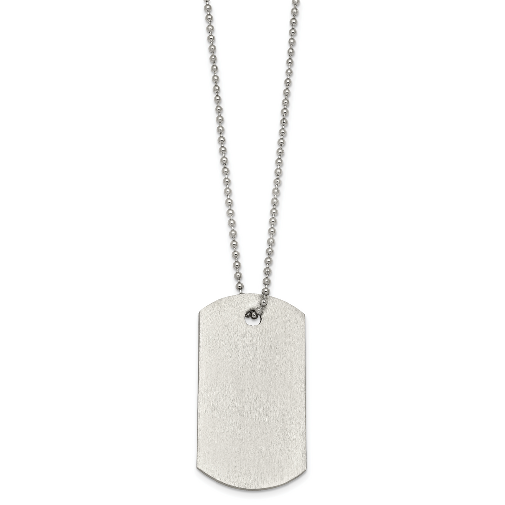 Brushed Dog Tag Stainless Steel Ball (Beaded) Chain Necklace 2mm