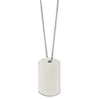 Brushed Dog Tag Stainless Steel Ball (Beaded) Chain Necklace 2mm