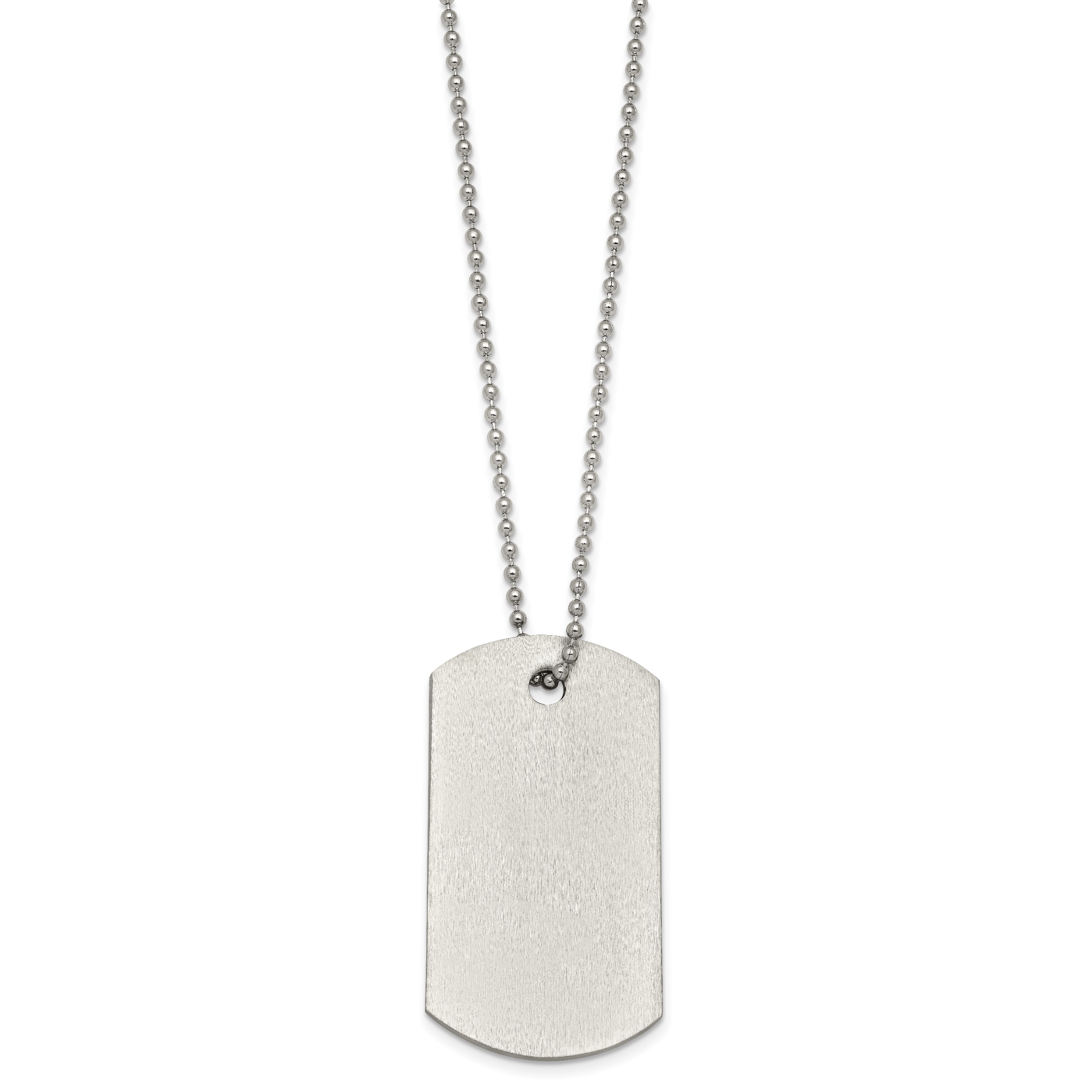 Brushed Dog Tag Stainless Steel Ball (Beaded) Chain Necklace 2mm
