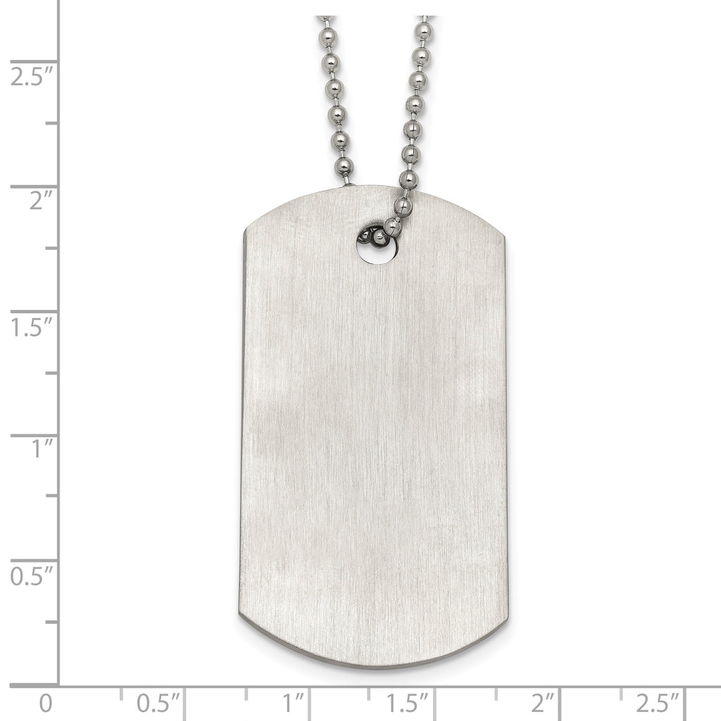Brushed Dog Tag Stainless Steel Ball (Beaded) Chain Necklace 2mm
