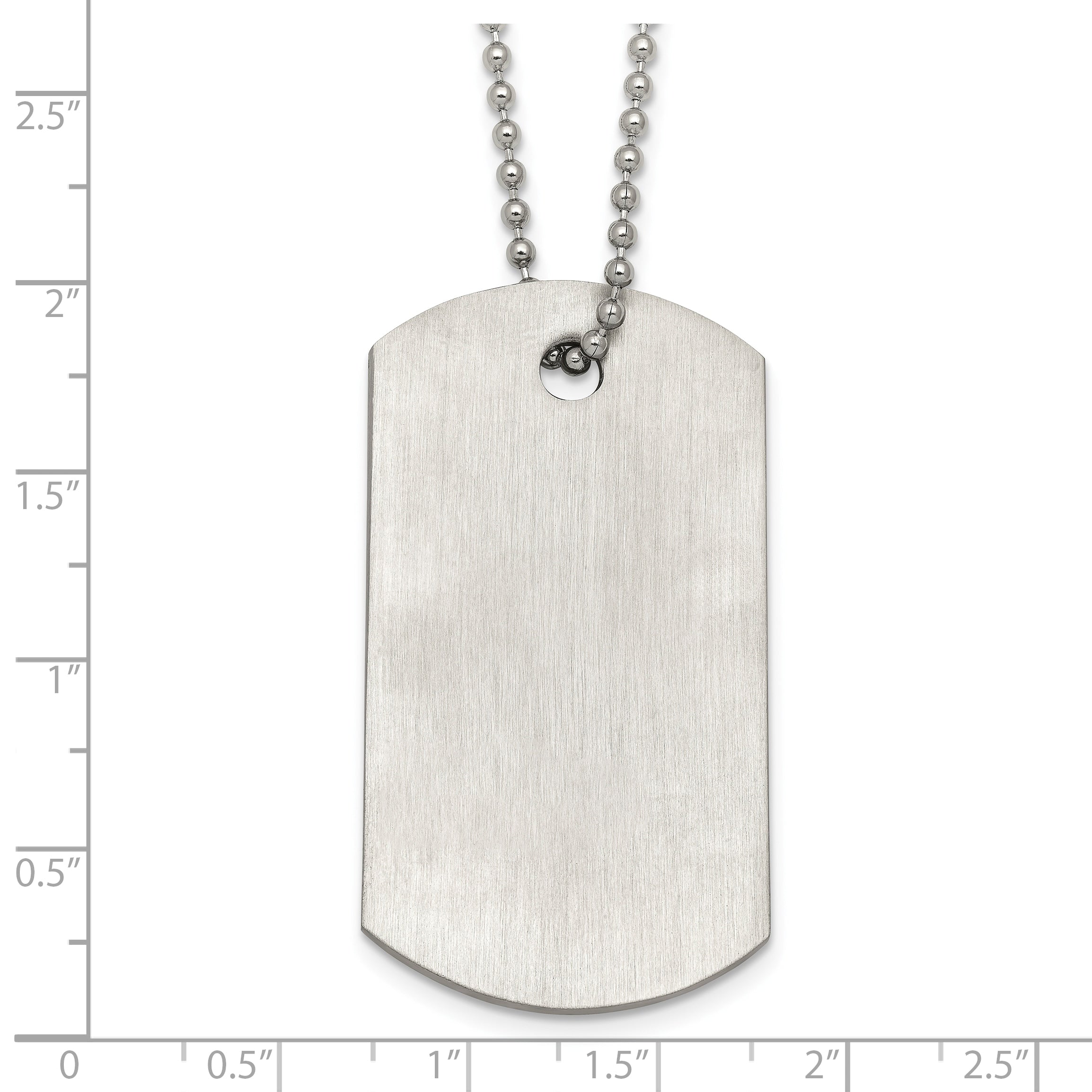 Brushed Dog Tag Stainless Steel Ball (Beaded) Chain Necklace 2mm