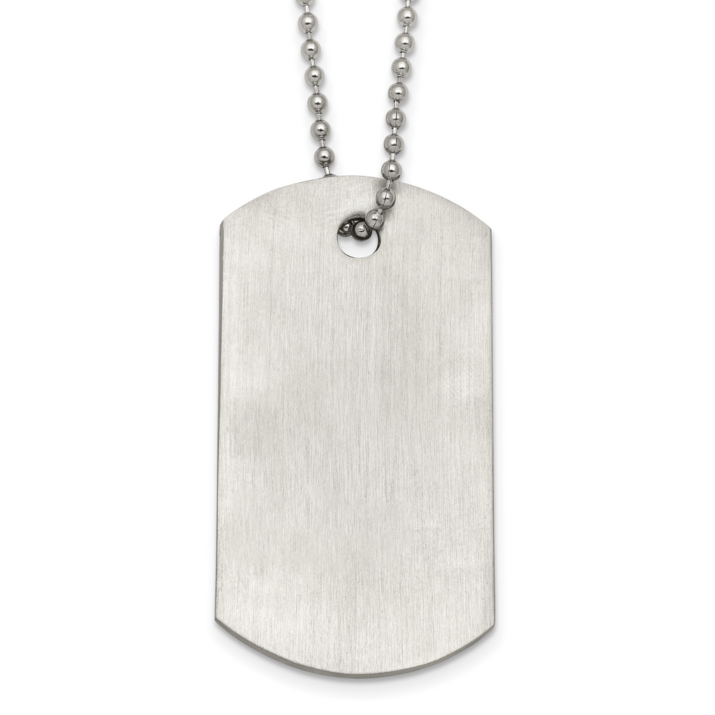 Brushed Dog Tag Stainless Steel Ball (Beaded) Chain Necklace 2mm