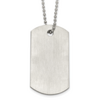 Brushed Dog Tag Stainless Steel Ball (Beaded) Chain Necklace 2mm