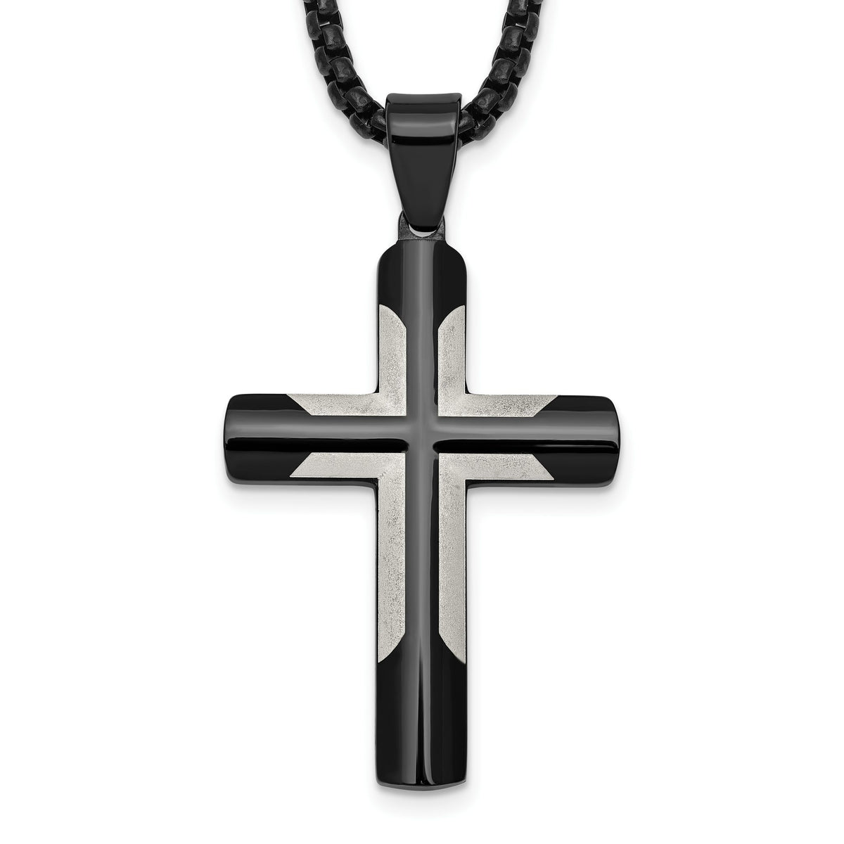 Chisel Cross Box Necklace in Black IP-Plated Stainless Steel, 20 Inch - Sophia Jewelers Main image
