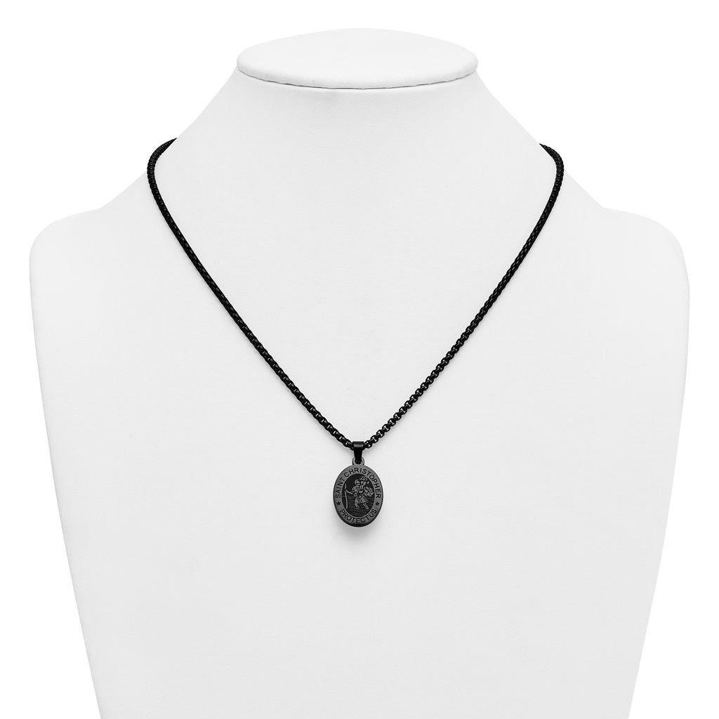 Polished Black Stainless Steel Rolo Chain Necklace