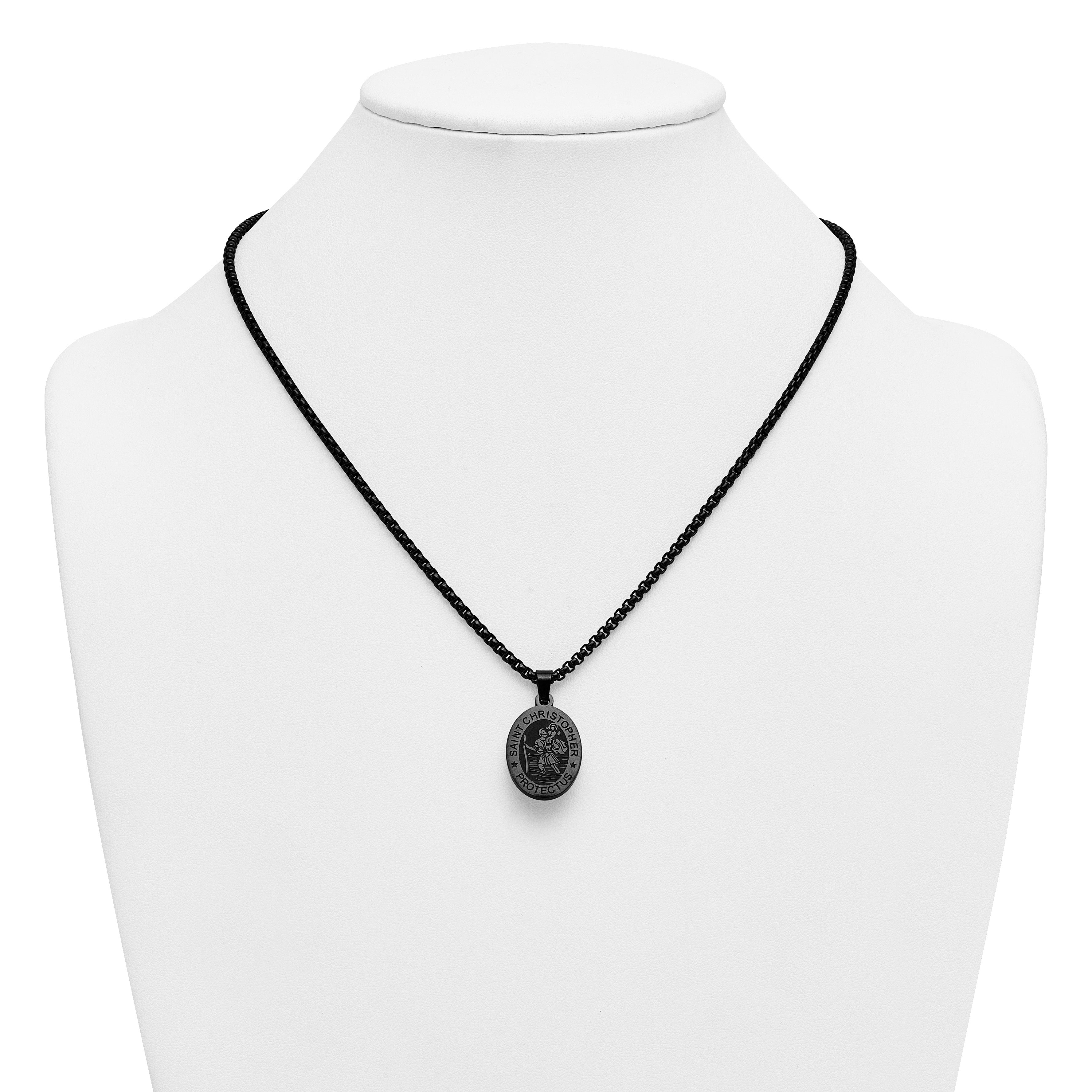 Polished Black Stainless Steel Rolo Chain Necklace