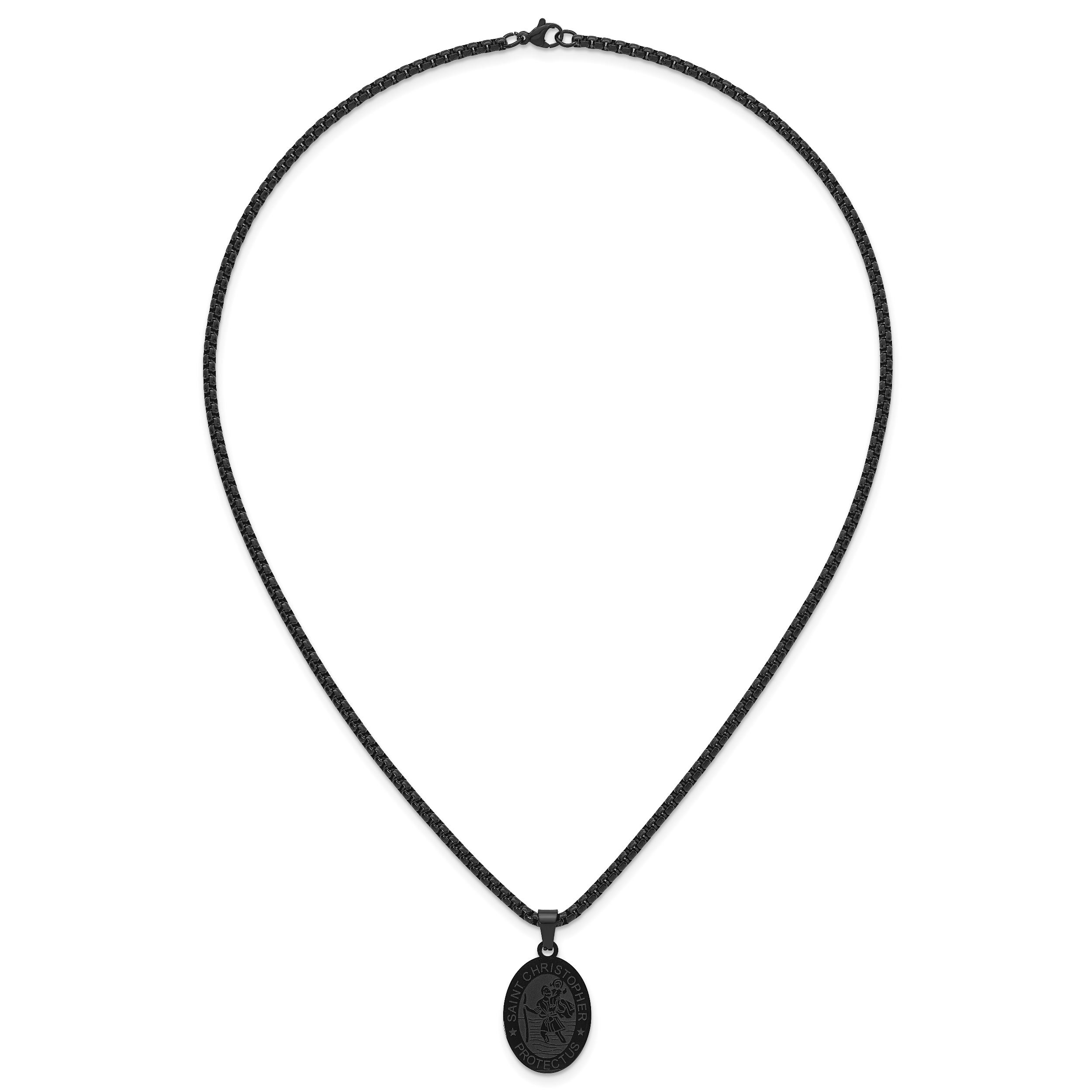 Polished Black Stainless Steel Rolo Chain Necklace