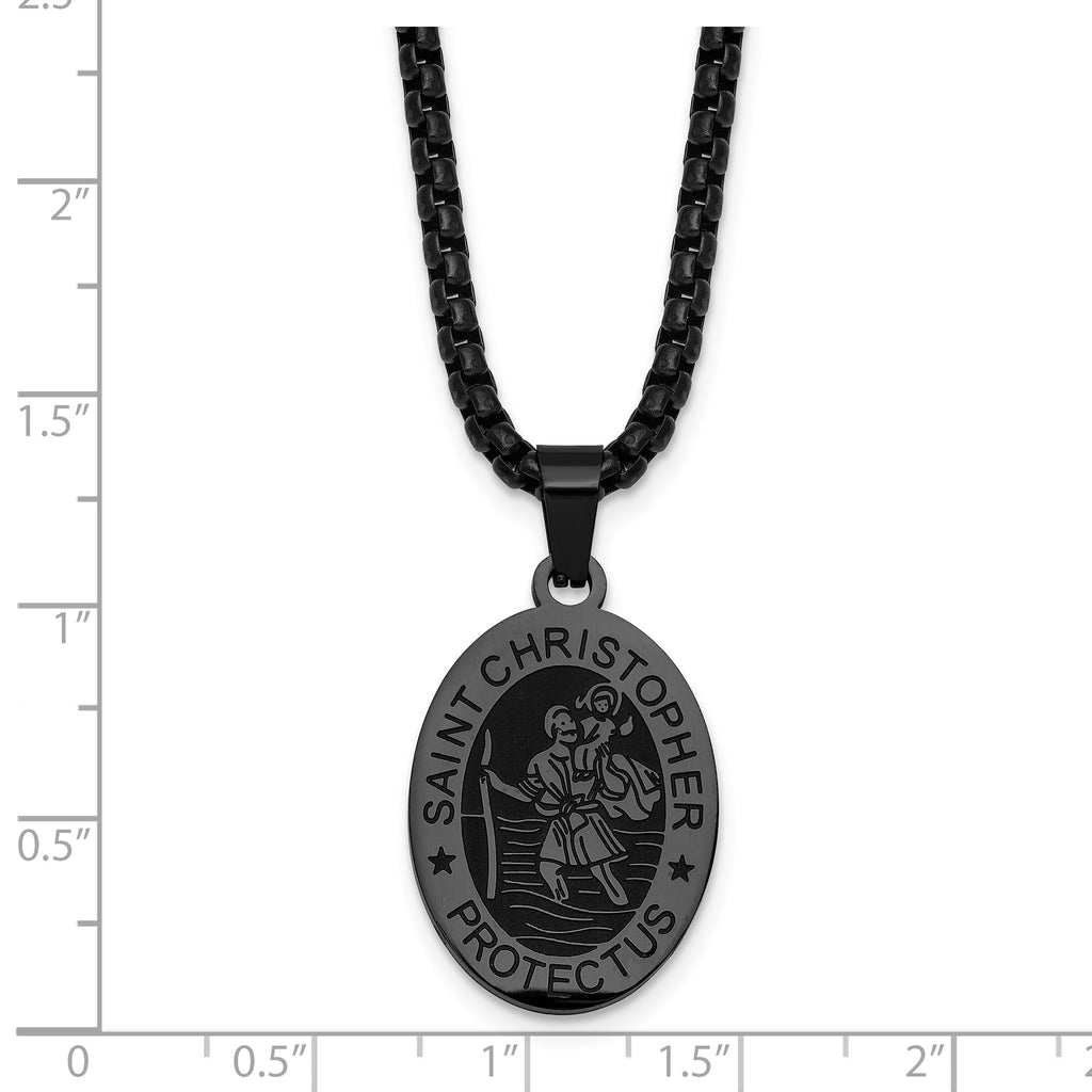 Polished Black Stainless Steel Rolo Chain Necklace