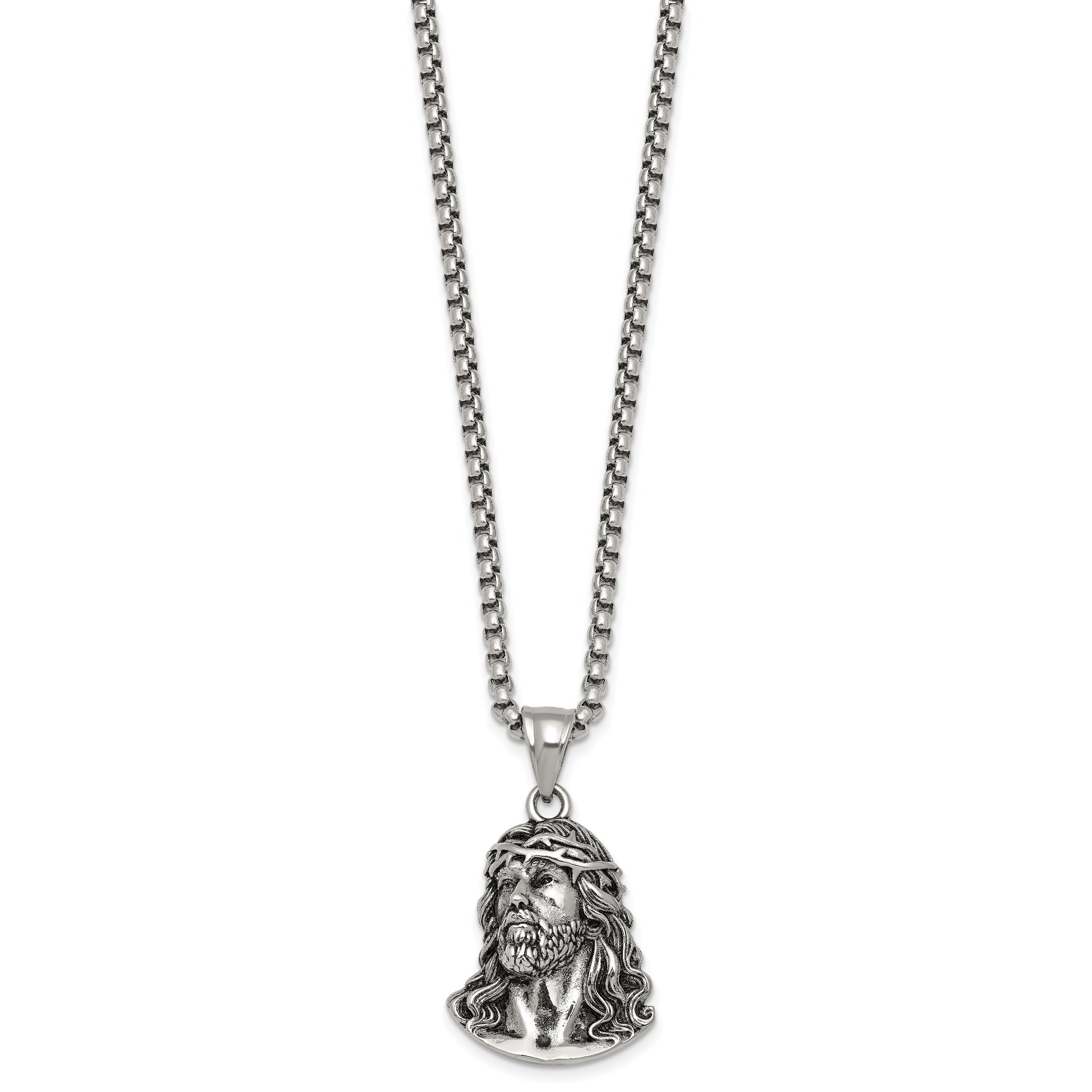 Antiqued Stainless Steel Rolo Chain Necklace