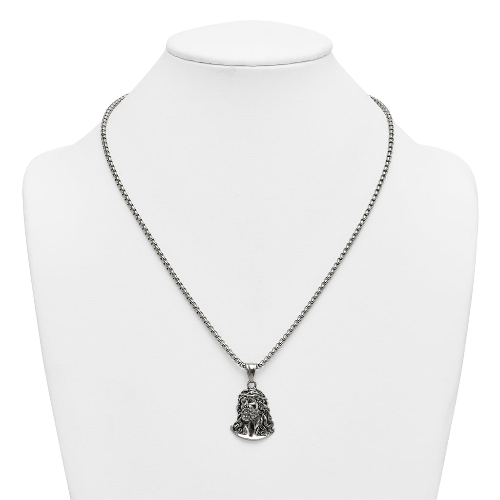 Antiqued Stainless Steel Rolo Chain Necklace