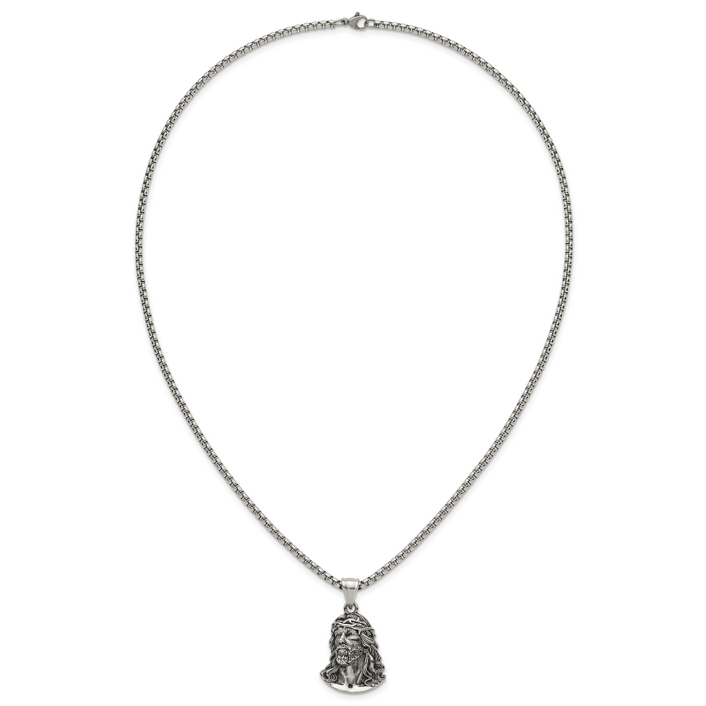 Antiqued Stainless Steel Rolo Chain Necklace