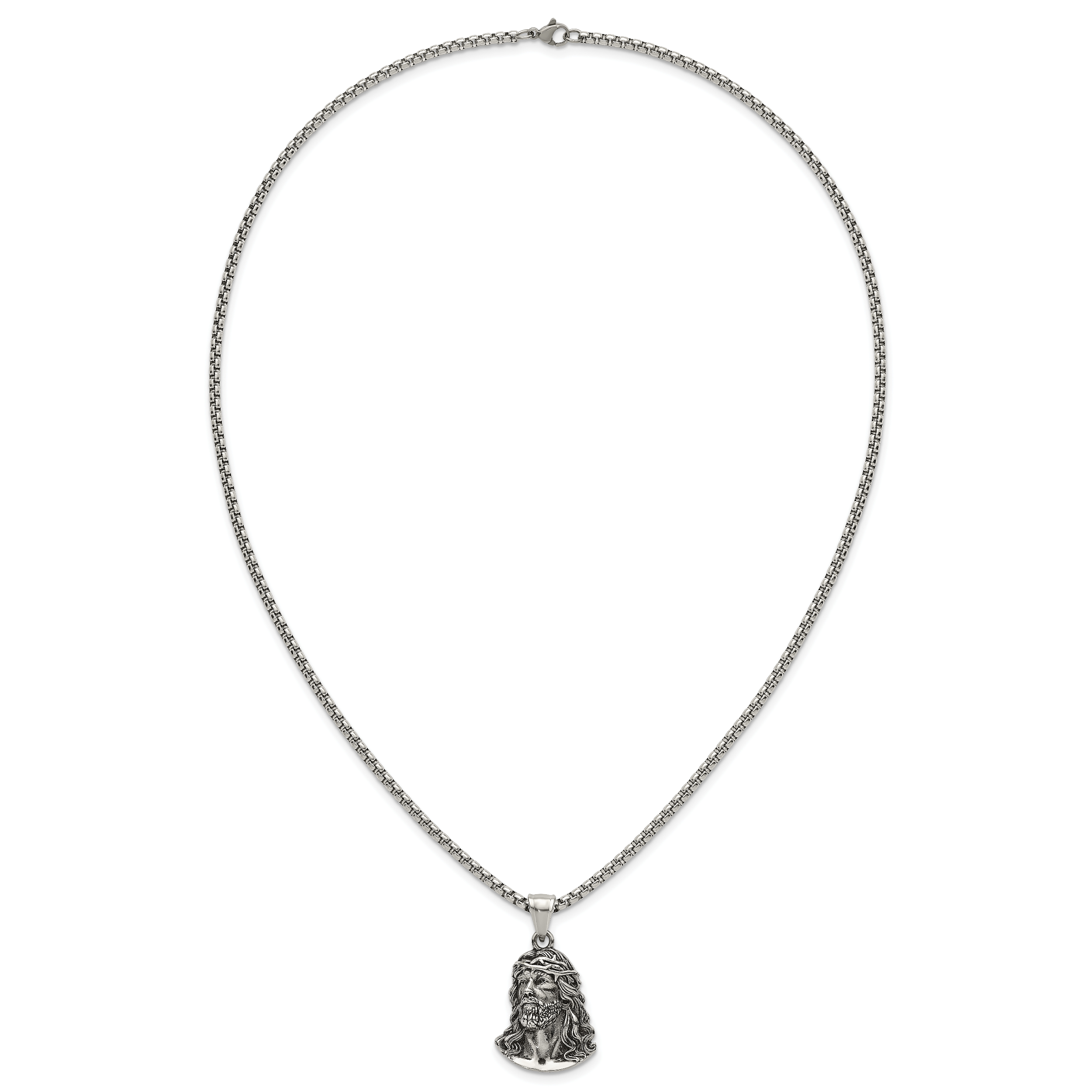 Antiqued Stainless Steel Rolo Chain Necklace