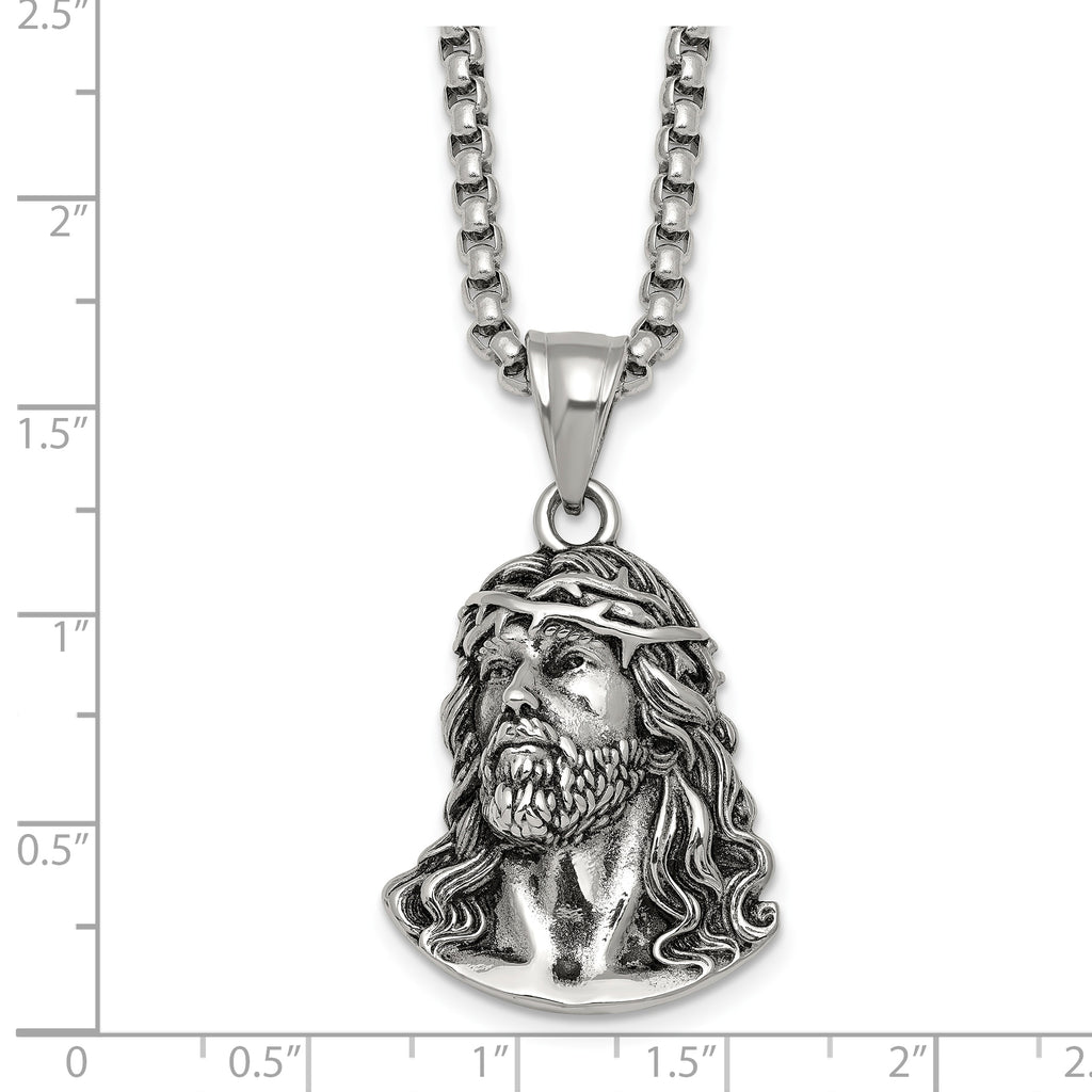 Antiqued Stainless Steel Rolo Chain Necklace