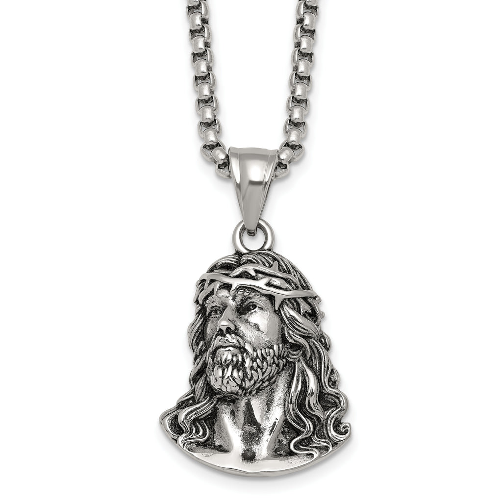 Antiqued Stainless Steel Rolo Chain Necklace