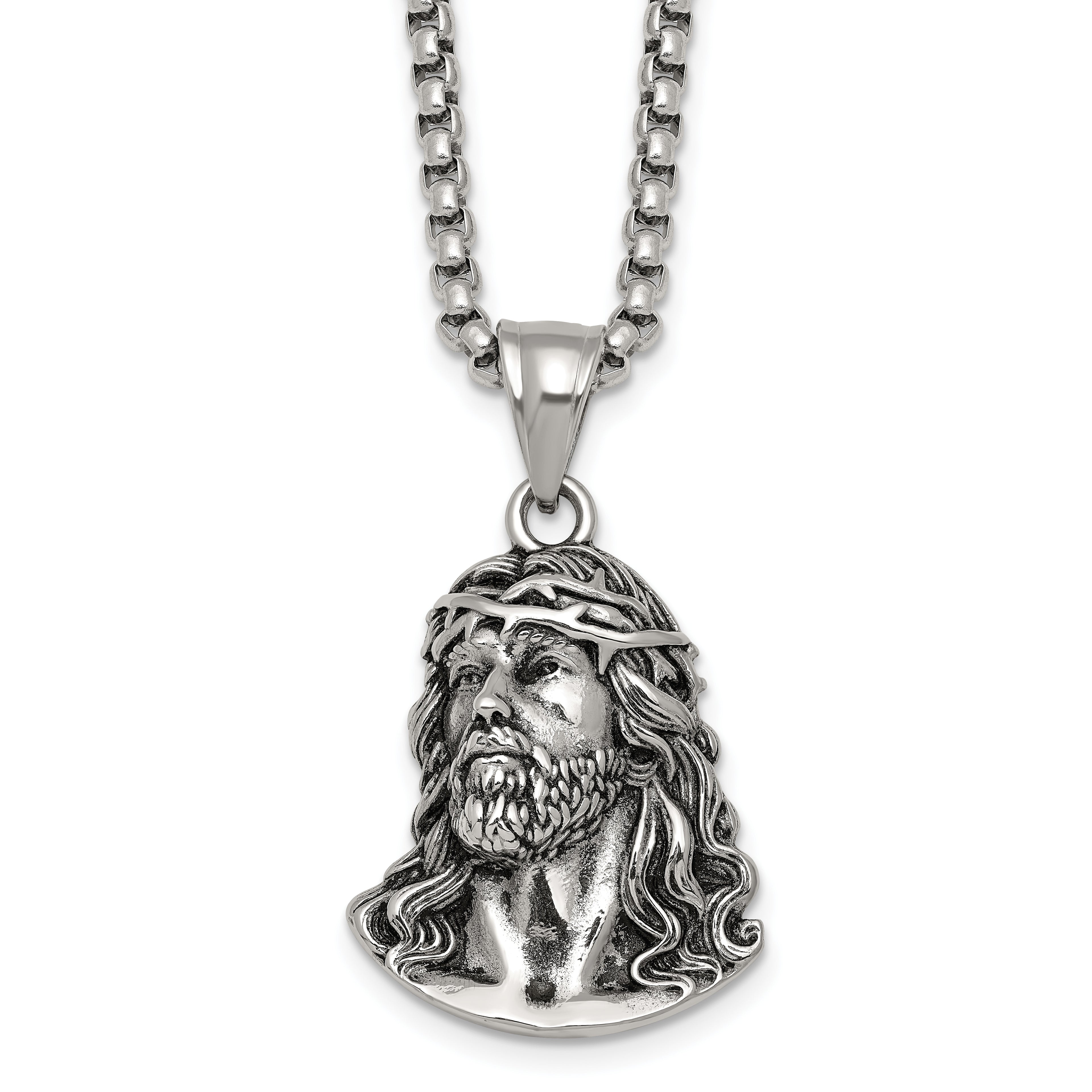 Antiqued Stainless Steel Rolo Chain Necklace