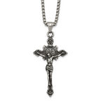 Antiqued INRI Stainless Steel Rolo Chain Necklace