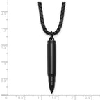 Black Ion-Plated Polished Bullet Stainless Steel Rolo Chain Necklace