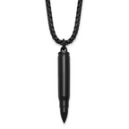 Black Ion-Plated Polished Bullet Stainless Steel Rolo Chain Necklace