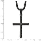 Black Ion-Plated Polished Cross Stainless Steel Rolo Chain Necklace 20in