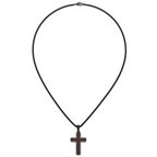 Black Ion-Plated Polished Cross Stainless Steel Rolo Chain Necklace 24in