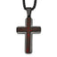Black Ion-Plated Polished Cross Stainless Steel Rolo Chain Necklace 24in