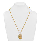 Gold-Tone Polished Crystal Heart Stainless Steel Rolo Chain Necklace