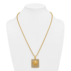 Gold-Tone Polished Crystal Lion Stainless Steel Rolo Chain Necklace