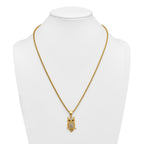 Gold-Tone Polished Crystal Owl Stainless Steel Rolo Chain Necklace
