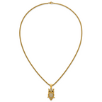 Gold-Tone Polished Crystal Owl Stainless Steel Rolo Chain Necklace