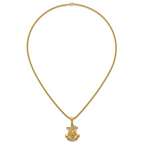 Gold-Tone Polished Crystal Anchor Stainless Steel Rolo Chain Necklace