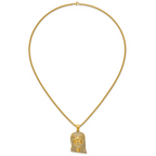 Gold-Tone Polished Crystal Stainless Steel Rolo Chain Necklace