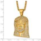 Gold-Tone Polished Crystal Stainless Steel Rolo Chain Necklace