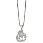 Polished Red Crystal Snake Stainless Steel Rolo Chain Necklace