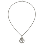 Polished Red Crystal Snake Stainless Steel Rolo Chain Necklace