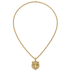 Gold-Tone Polished Crystal Stainless Steel Rolo Chain Necklace 24in