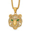 Gold-Tone Polished Crystal Stainless Steel Rolo Chain Necklace 24in
