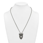 Antiqued Crystal Crown Stainless Steel Rolo Chain Necklace
