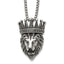 Antiqued Crystal Crown Stainless Steel Rolo Chain Necklace