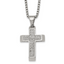 Polished Crystal Cross Stainless Steel Rolo Chain Necklace