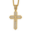 Gold-Tone Polished Crystal Passion Cross Stainless Steel Rolo Chain Necklace